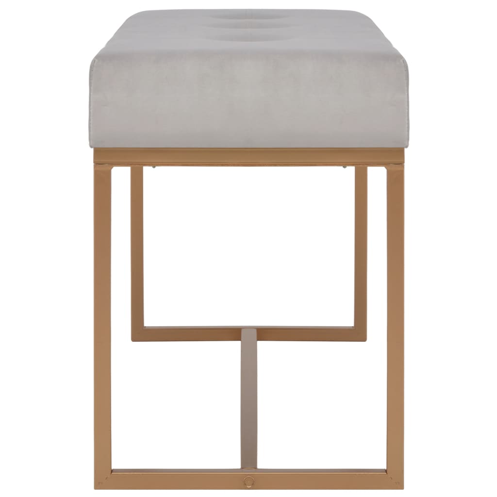 Banc design en velours gris et métal