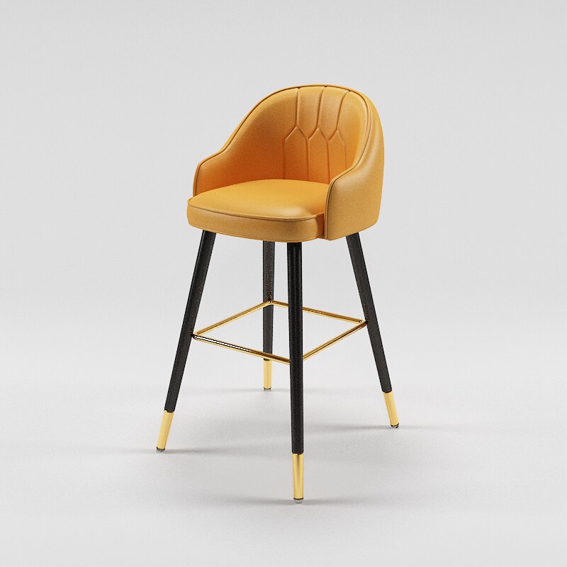 Tabouret de bar design de style nordique en cuir et metal
