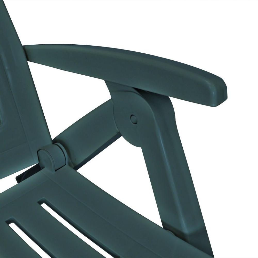Transat pliable avec accoudoir et roulettes en plastique vert