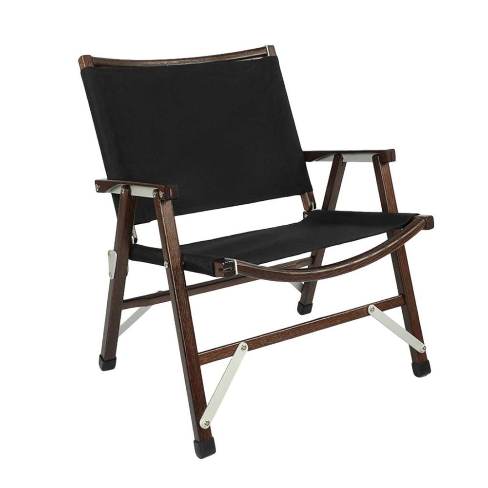 Chaise pliable en bois et toile à dossier large