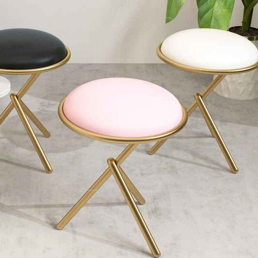 Tabouret design en métal doré mate et assise ronde en Y inversé