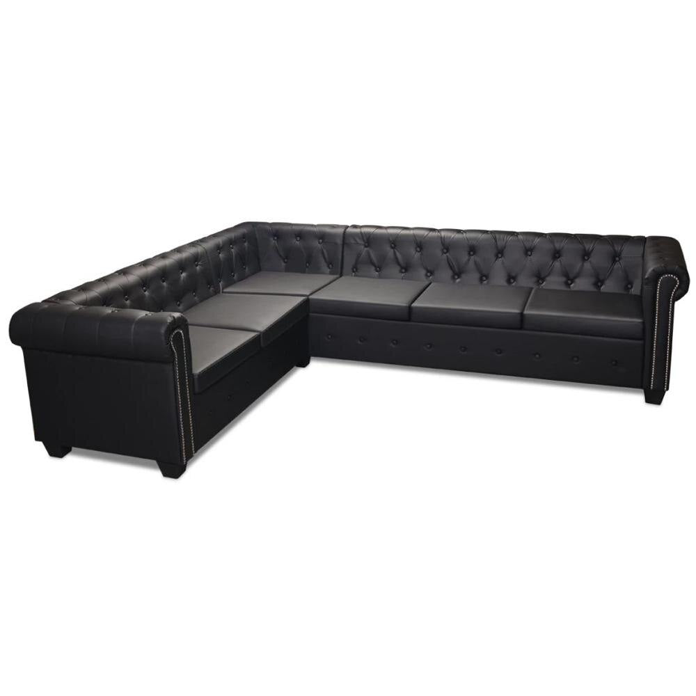 Canapé d'angle chesterfield noir 6 places