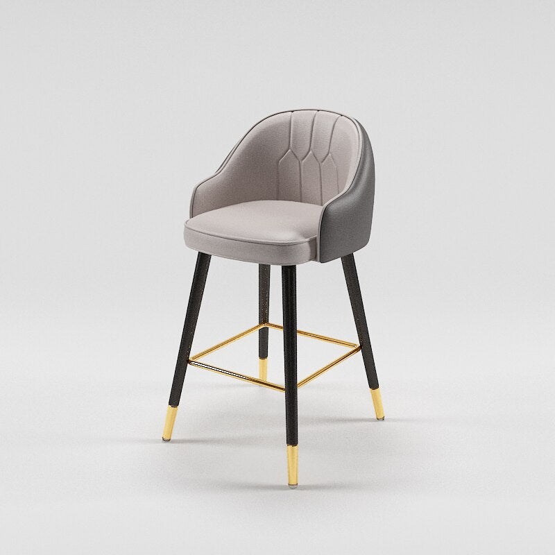 Tabouret de bar design de style nordique en cuir et metal