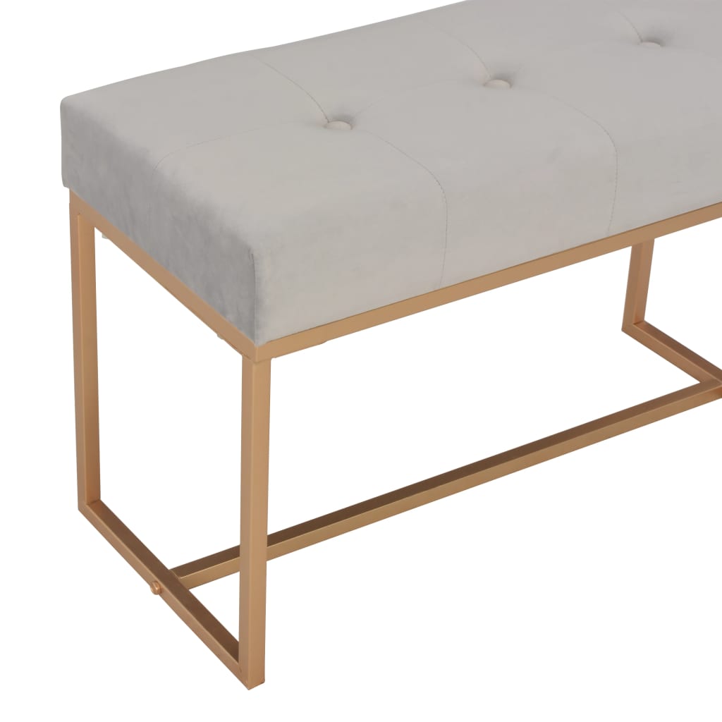 Banc design en velours gris et métal