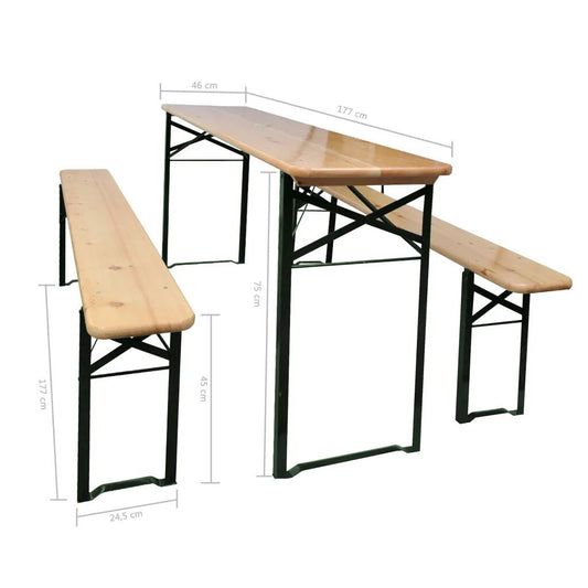 Banc industriel par lot de 2 avec table en bois