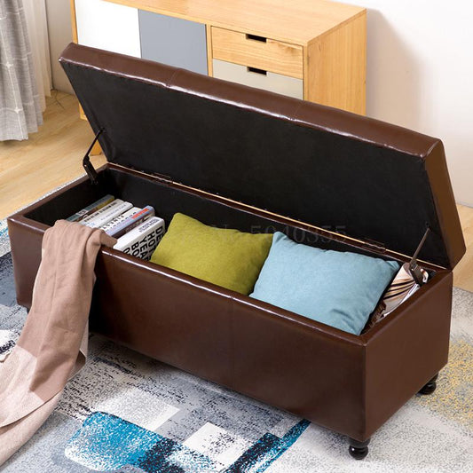 Banc de rangement avec pieds en bois noir