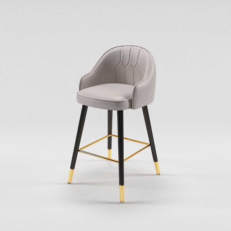 Tabouret de bar design de style nordique en cuir et metal