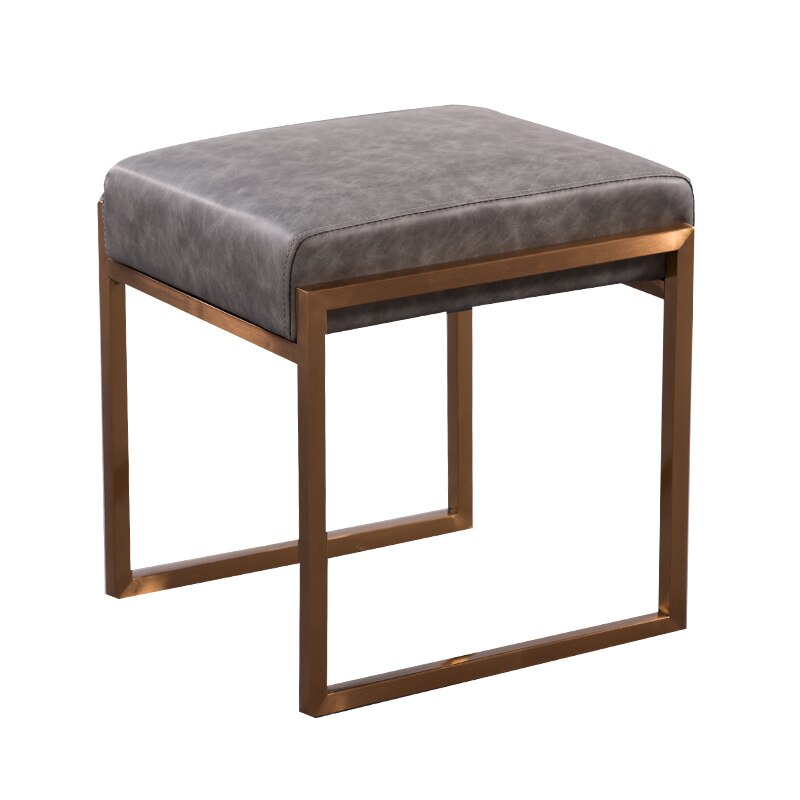 Tabouret design en cuir gris et métal de style nordique