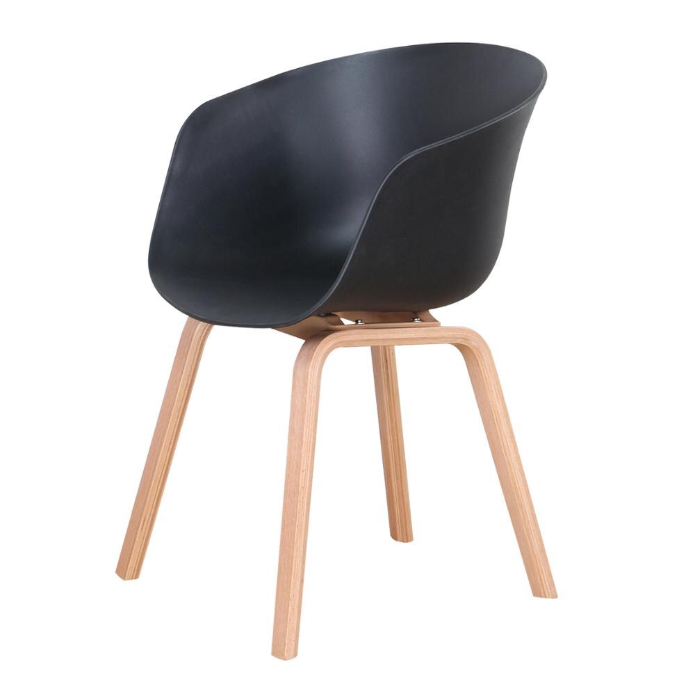 Chaise scandinave en plastique et bois à dossier large enveloppant (lot de 4)