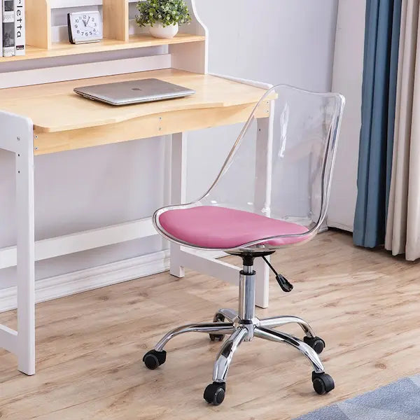 Chaise de bureau confortable rotative et design transparente
