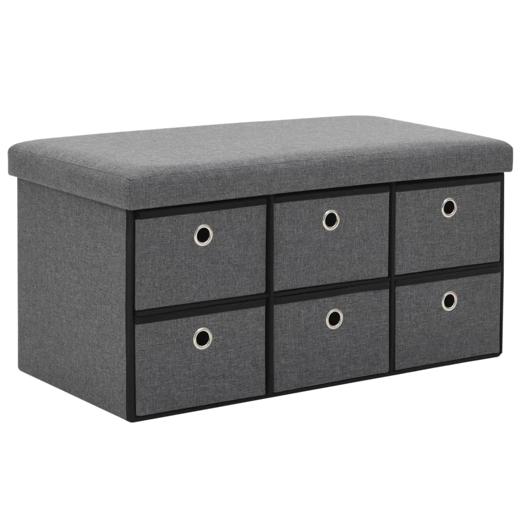 Banc de rangement tissu gris avec tiroirs