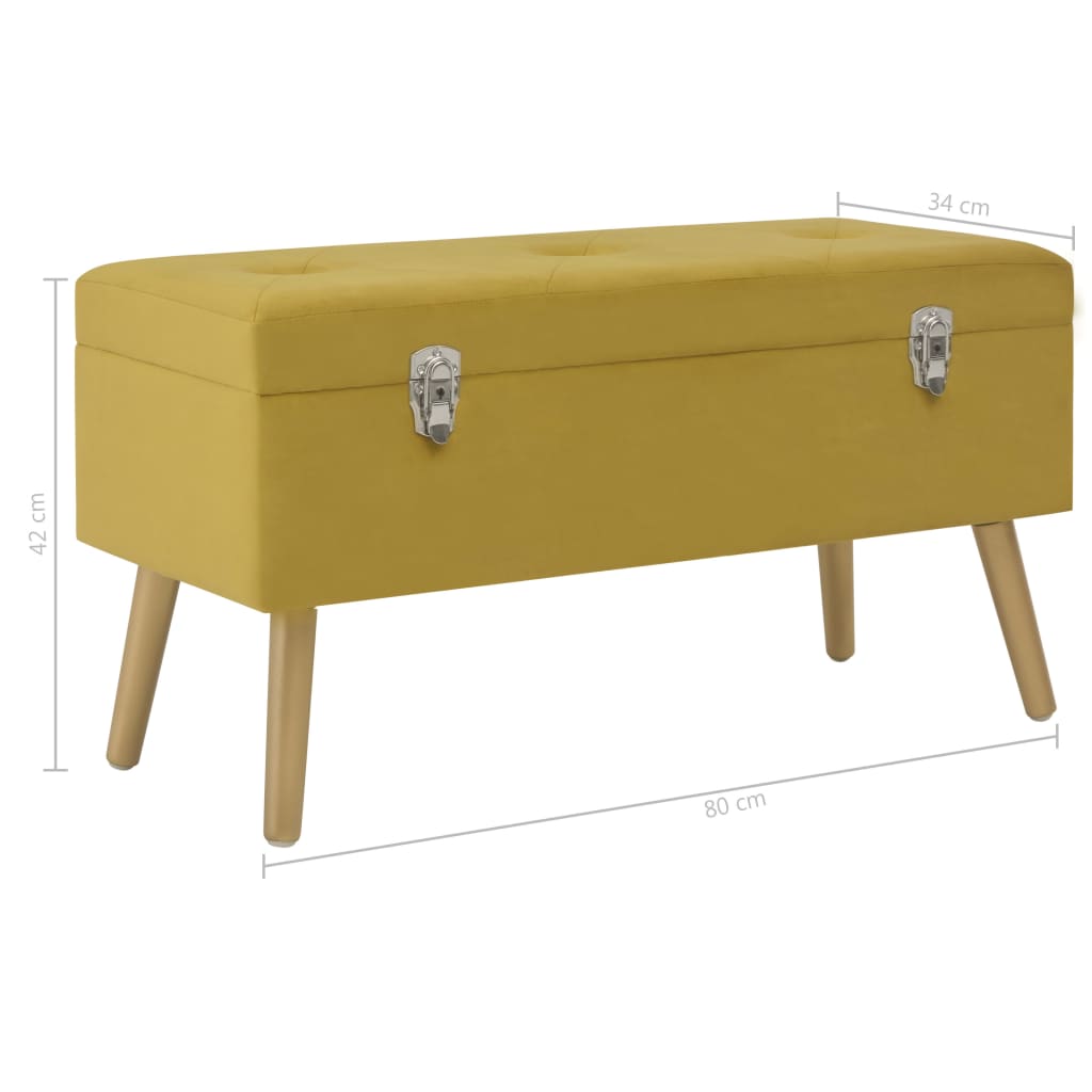 Banc de rangement scandinave moutarde sur pieds en bois