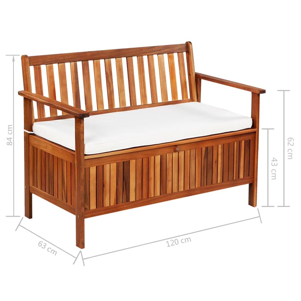 Banc de rangement en bois avec accoudoirs