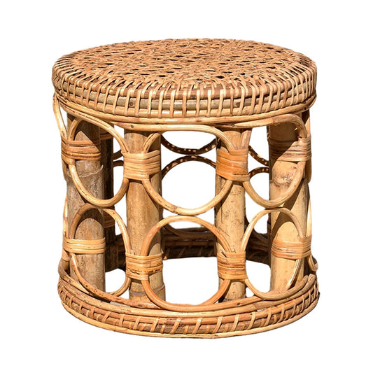 Tabouret en rotin naturel de style tribal