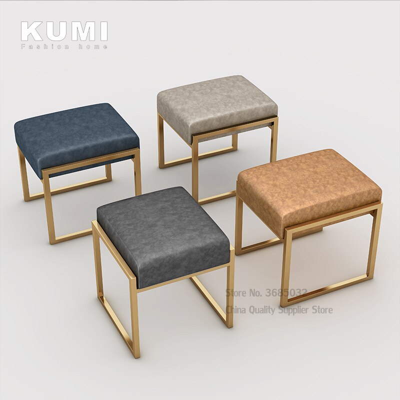 Tabouret design en cuir et métal de style nordique
