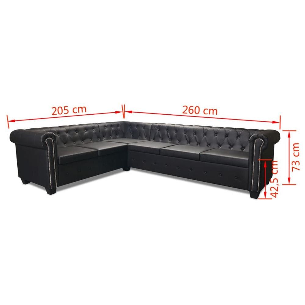 Canapé d'angle chesterfield noir 6 places