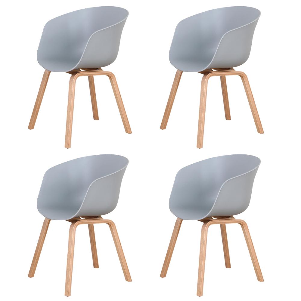 Chaise scandinave en plastique et bois à dossier large enveloppant (lot de 4)