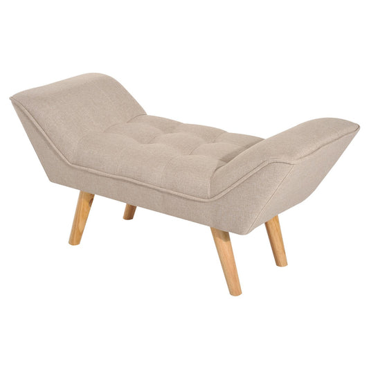 Banc scandinave en forme d'aileron en tissus capitonné