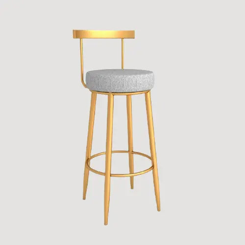 Tabouret de bar scandinave en métal doré mate avec dossier