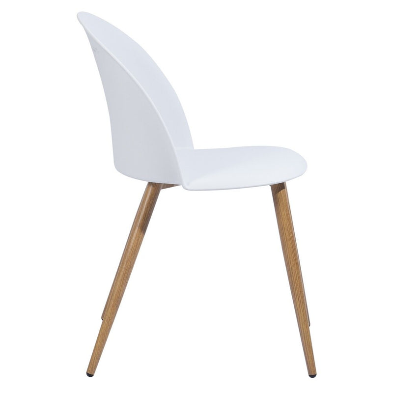 Chaise scandinave moderne blanche en plastique et bois