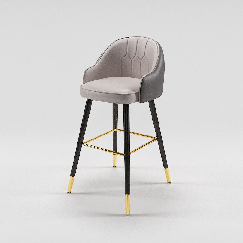 Tabouret de bar design de style nordique en cuir et metal
