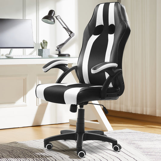 Chaise de bureau gamer sur roulettes ajustable avec accoudoirs