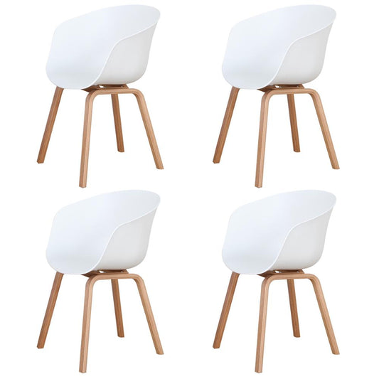 Chaise scandinave en plastique et bois à dossier large enveloppant (lot de 4)