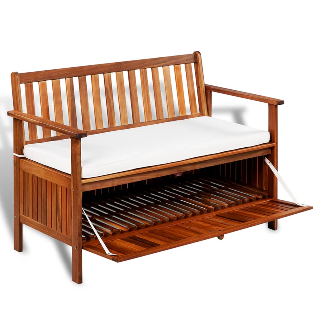 Banc de rangement en bois avec accoudoirs