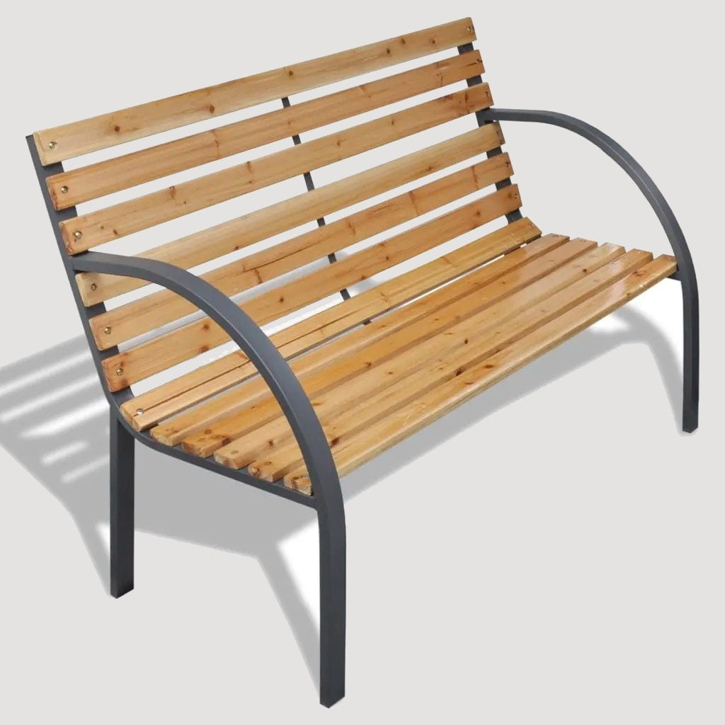 Banc de jardin en bois et aluminium gris