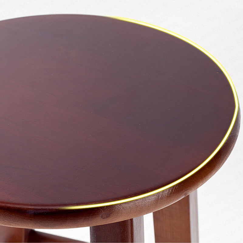 Tabouret de bar en bois massif vernis avec double repose pieds