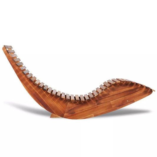 Chaise longue design à courbure ergonomique en bois d’accacia