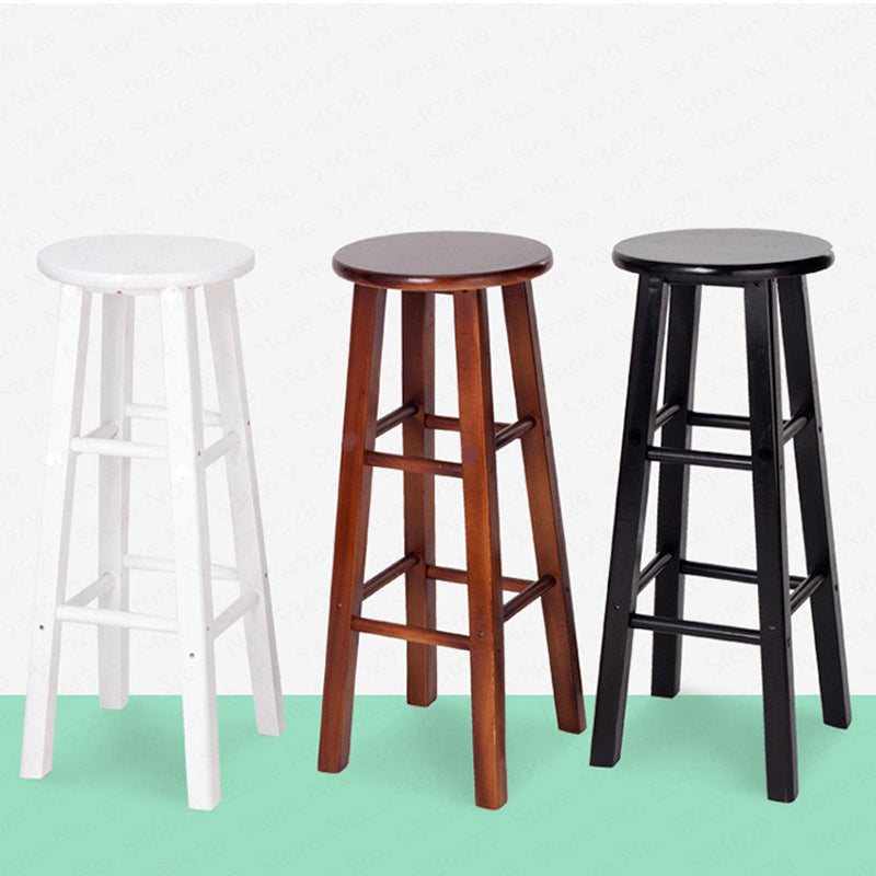 Tabouret de bar en bois massif vernis avec double repose pieds