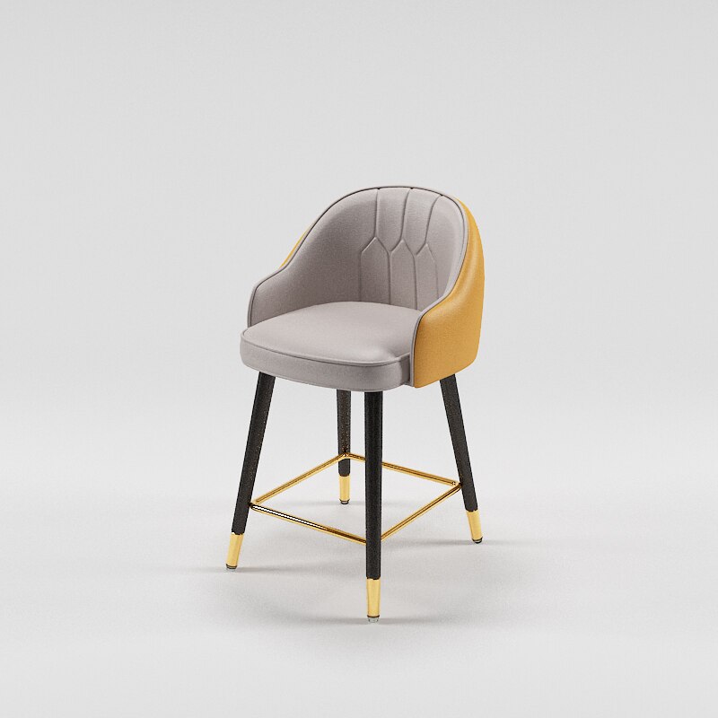 Tabouret de bar design de style nordique en cuir et metal