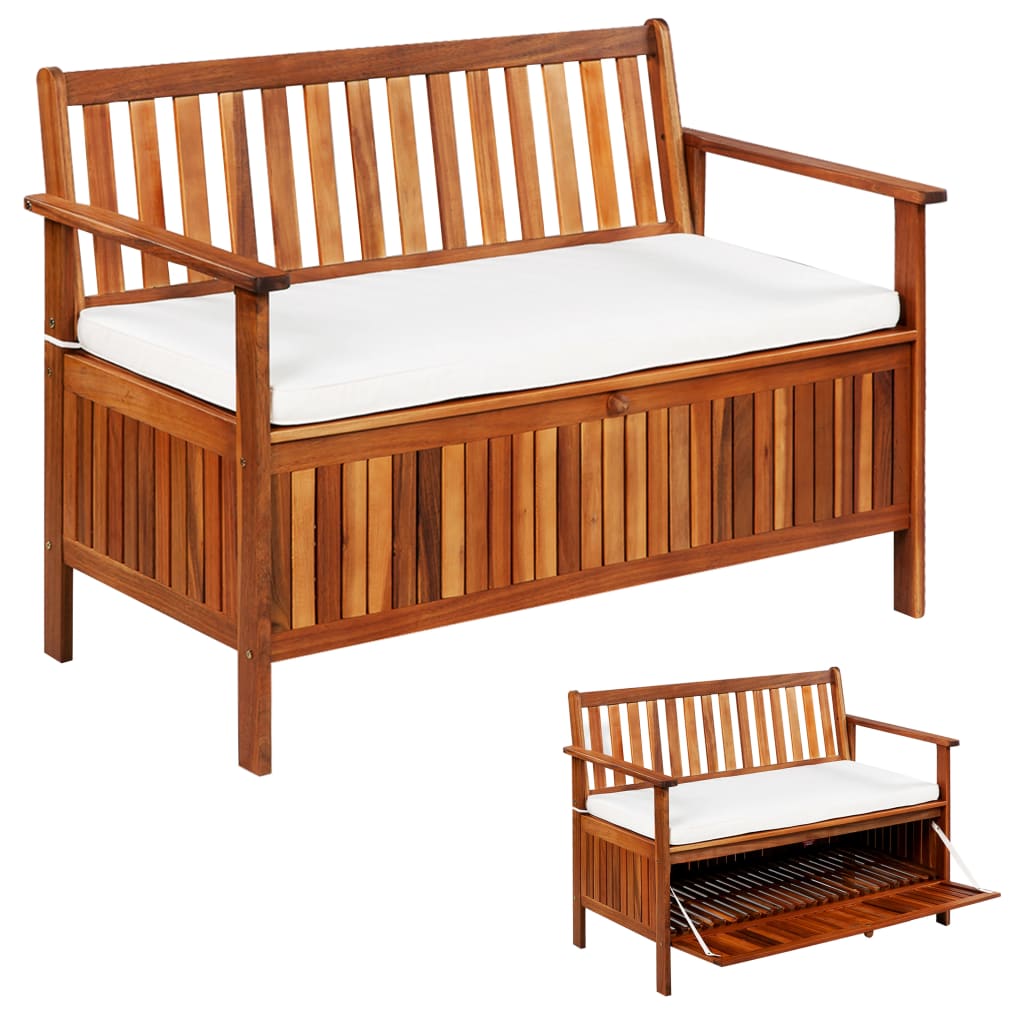 Banc de rangement en bois avec accoudoirs