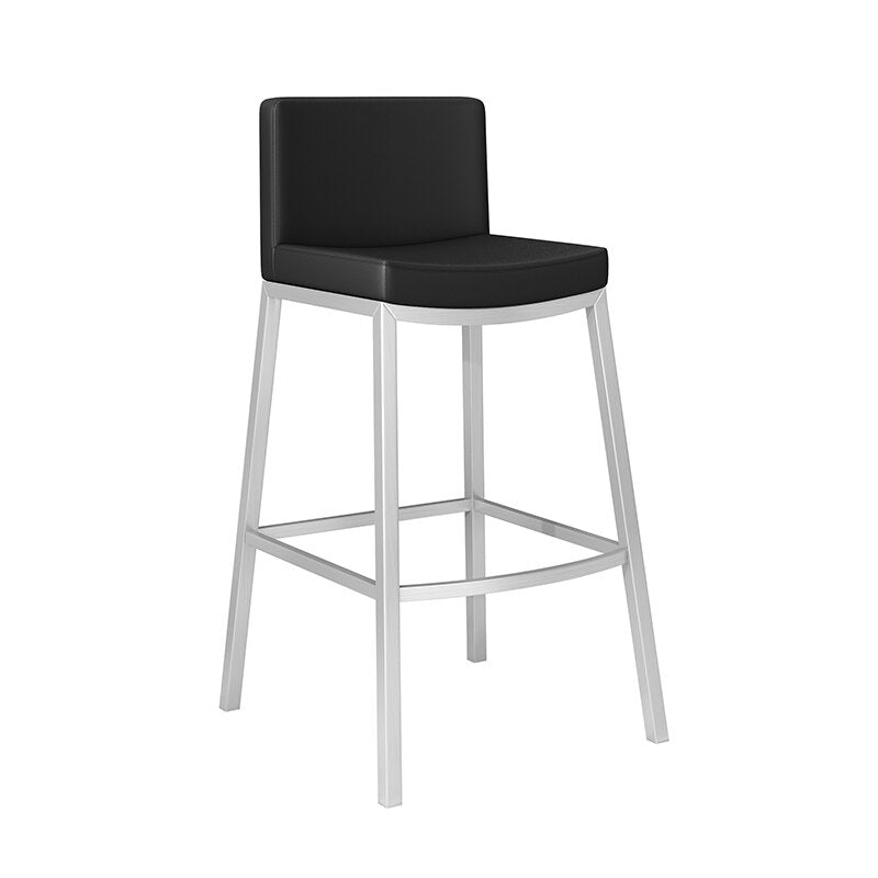 Chaise de bar design en cuir et métal avec repose pieds