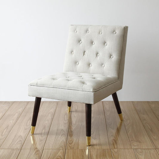 Chaise vintage en tissus gris avec pieds en bois