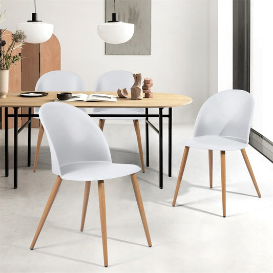 Chaise scandinave moderne blanche en plastique et bois