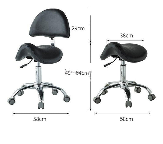 Tabouret ergonomique ajustable sur roulettes en forme de selle
