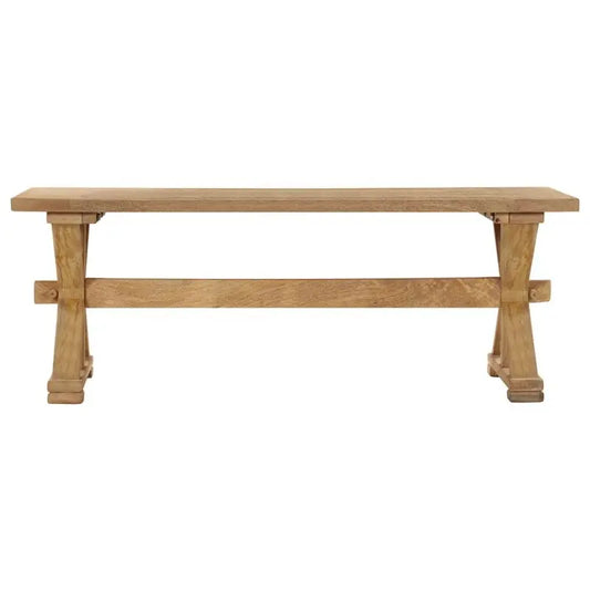 Banc scandinave en bois brut avec pieds croisés
