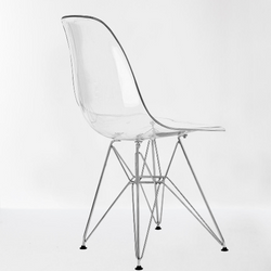 Chaise scandinave transparente avec pieds en acier par lot de 2