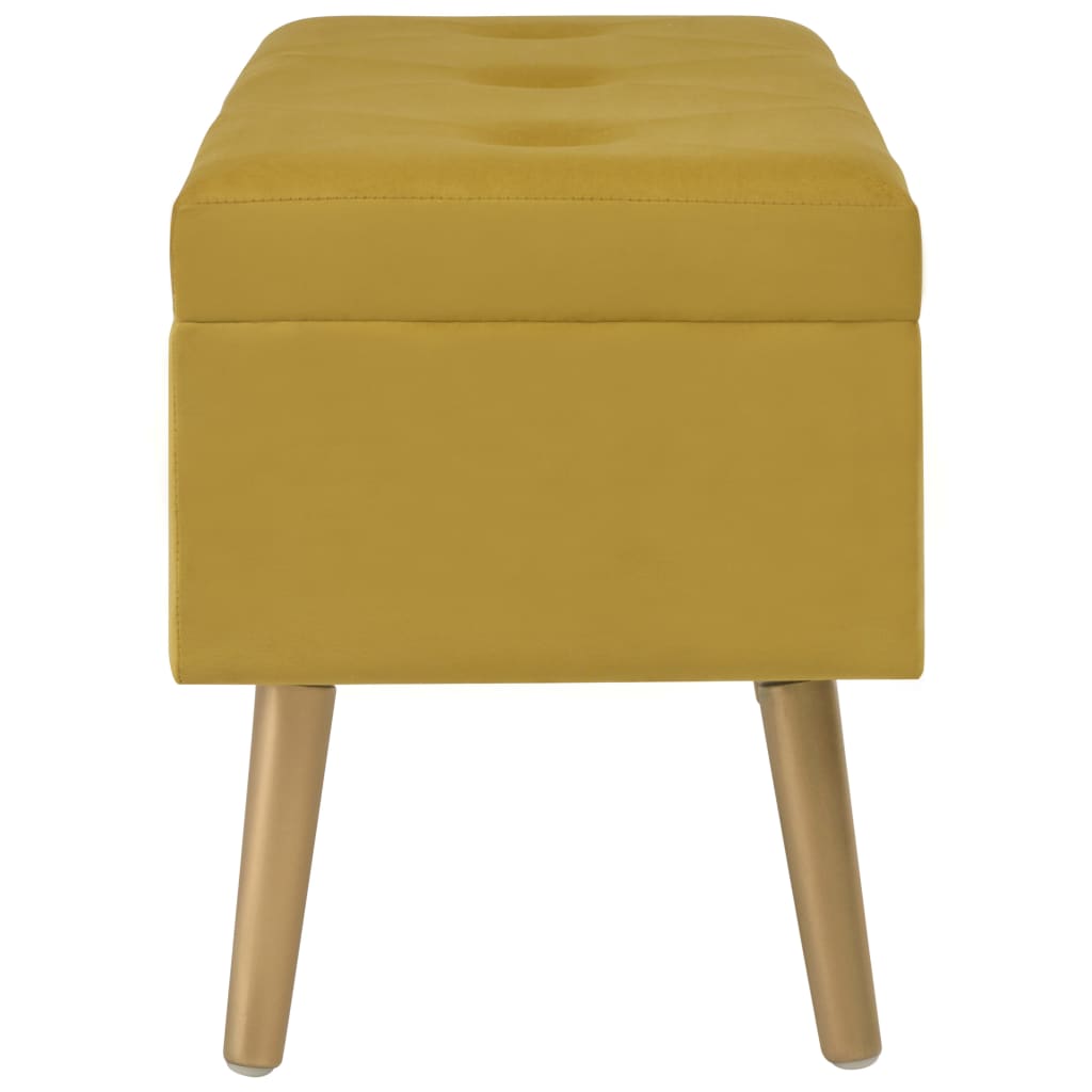 Banc de rangement scandinave moutarde sur pieds en bois
