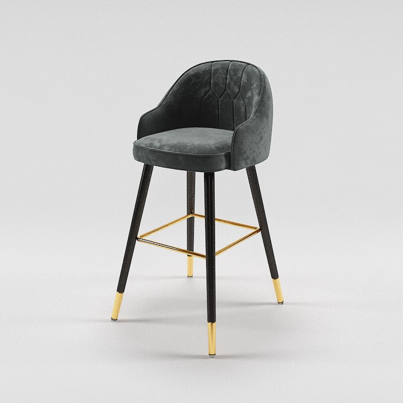 Tabouret de bar design de style nordique en cuir et metal