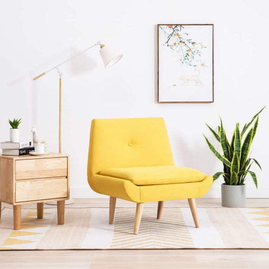Chaise scandinave jaune en tissu et bois