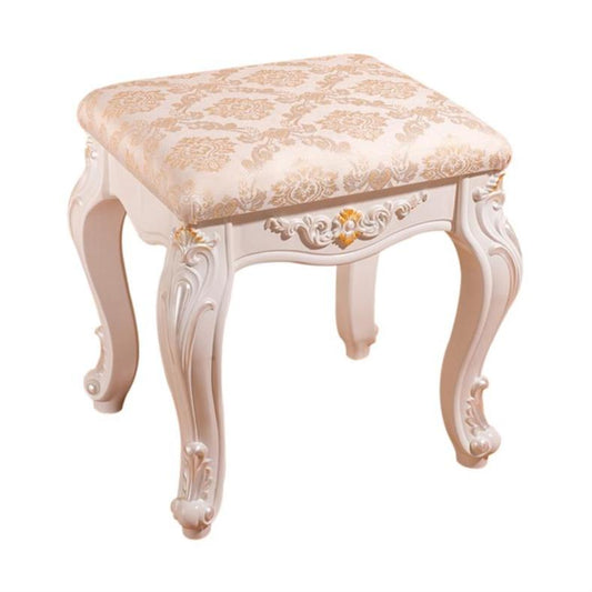 Tabouret Vintage style Louis xvi en bois et tissus
