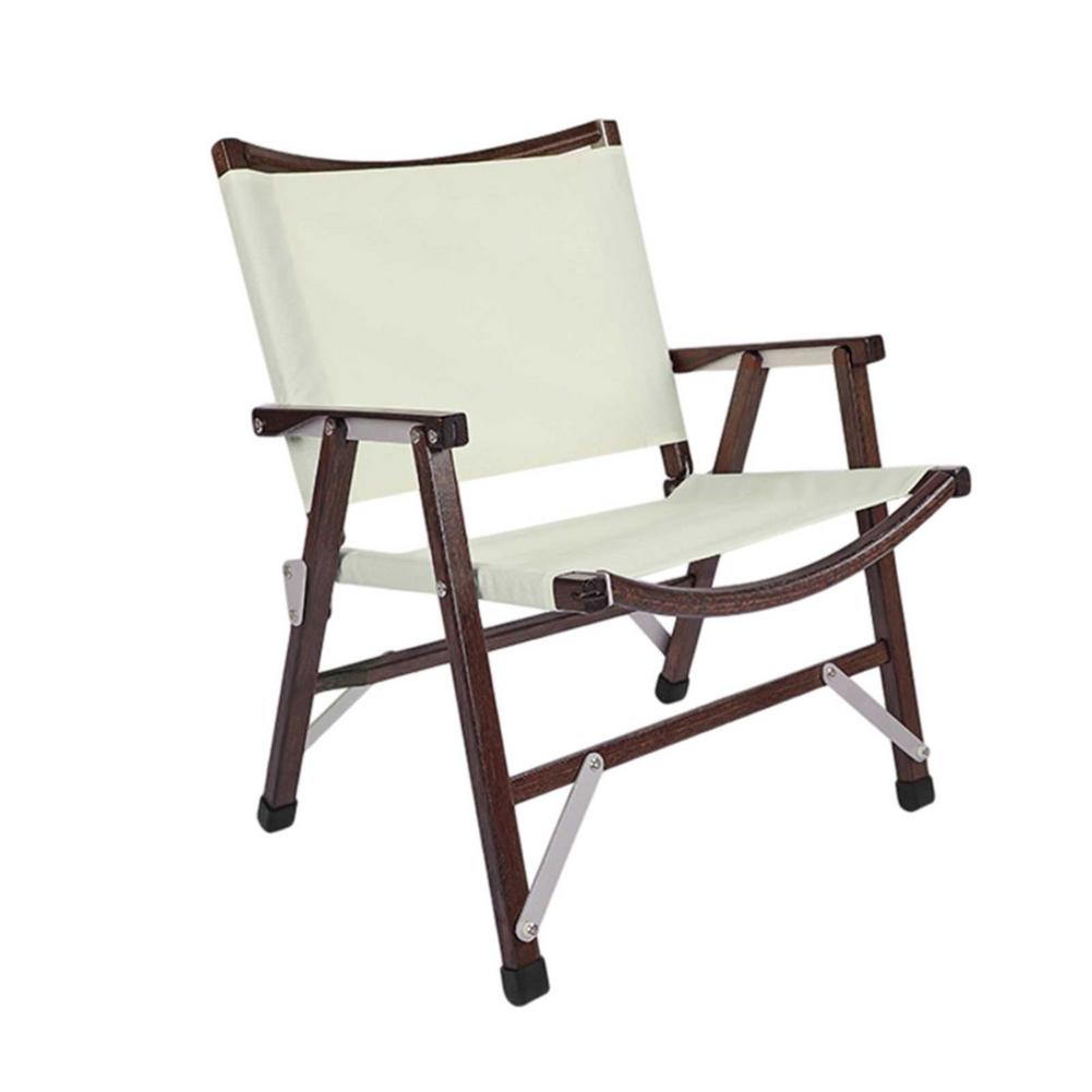 Chaise pliable en bois et toile à dossier large