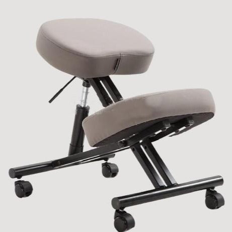 Tabouret ergonomique correcteur de posture avec roulettes en cuir gris