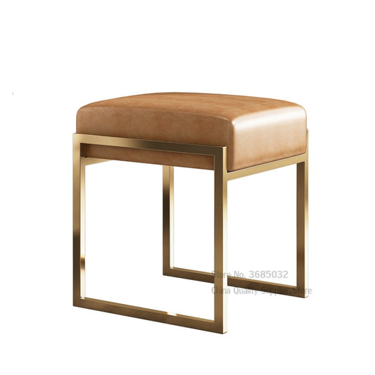 Tabouret design en cuir et métal de style nordique