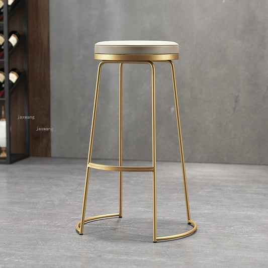 Tabouret de bar en métal brossé avec assise ronde
