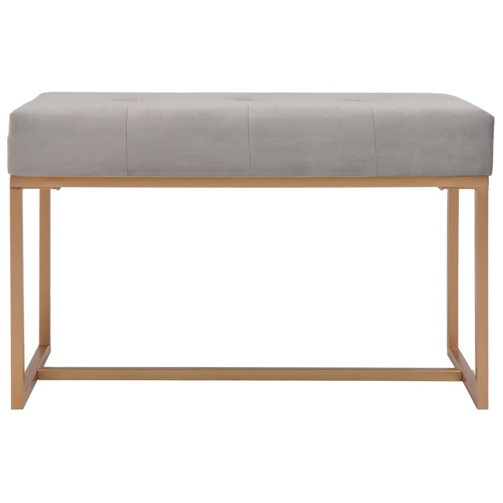 Banc design en velours gris et métal