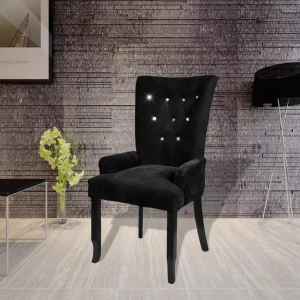 chaise moderne style européen en velours noir avec capitonnage